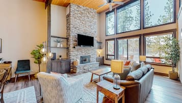 TV, fireplace, offices