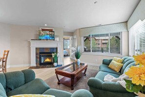 TV, fireplace, DVD player, offices - Lakefront Condo: Balcony, Views & Beach Access! (Harrison)