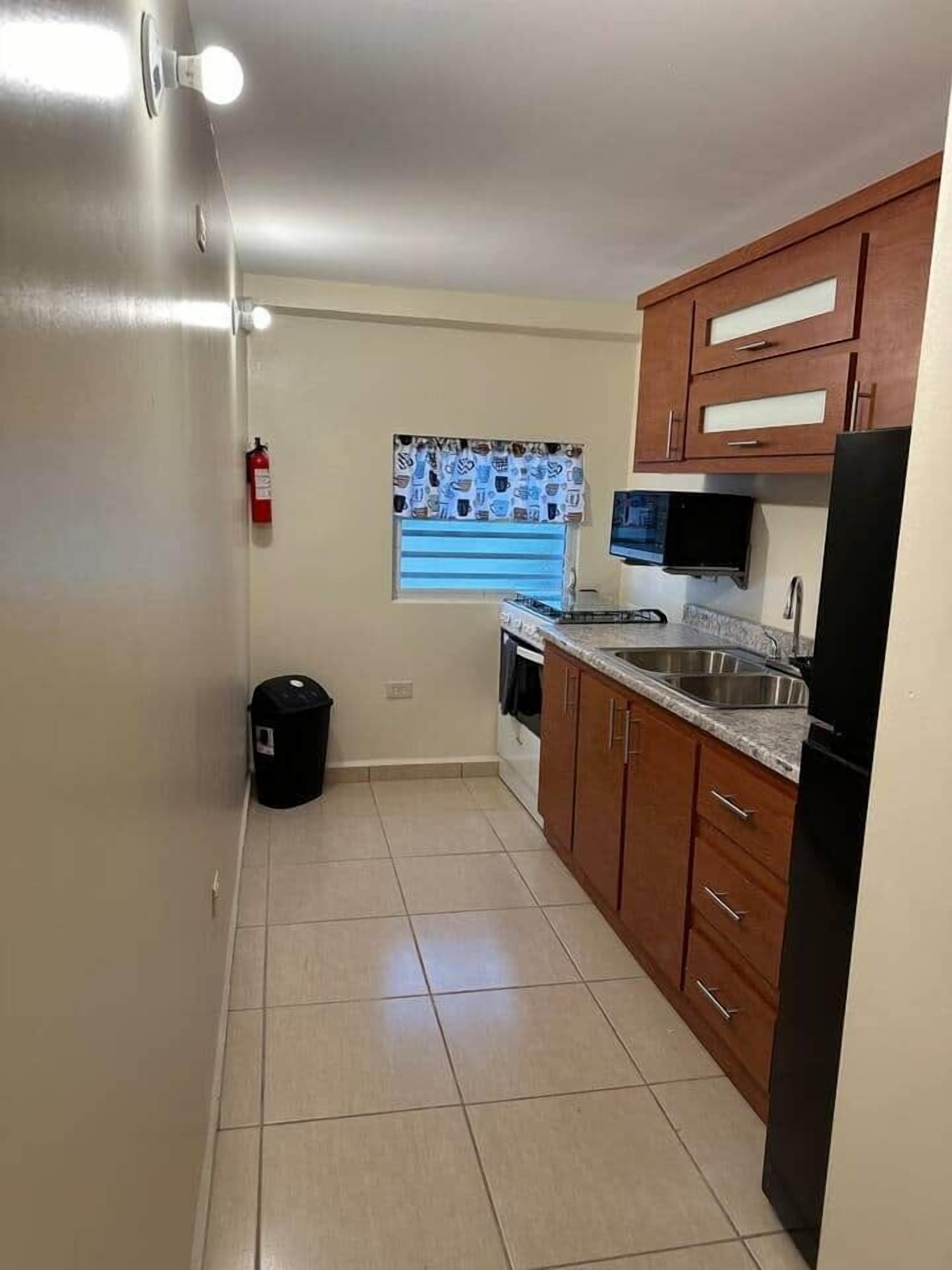 Fridge, microwave, stovetop, toaster