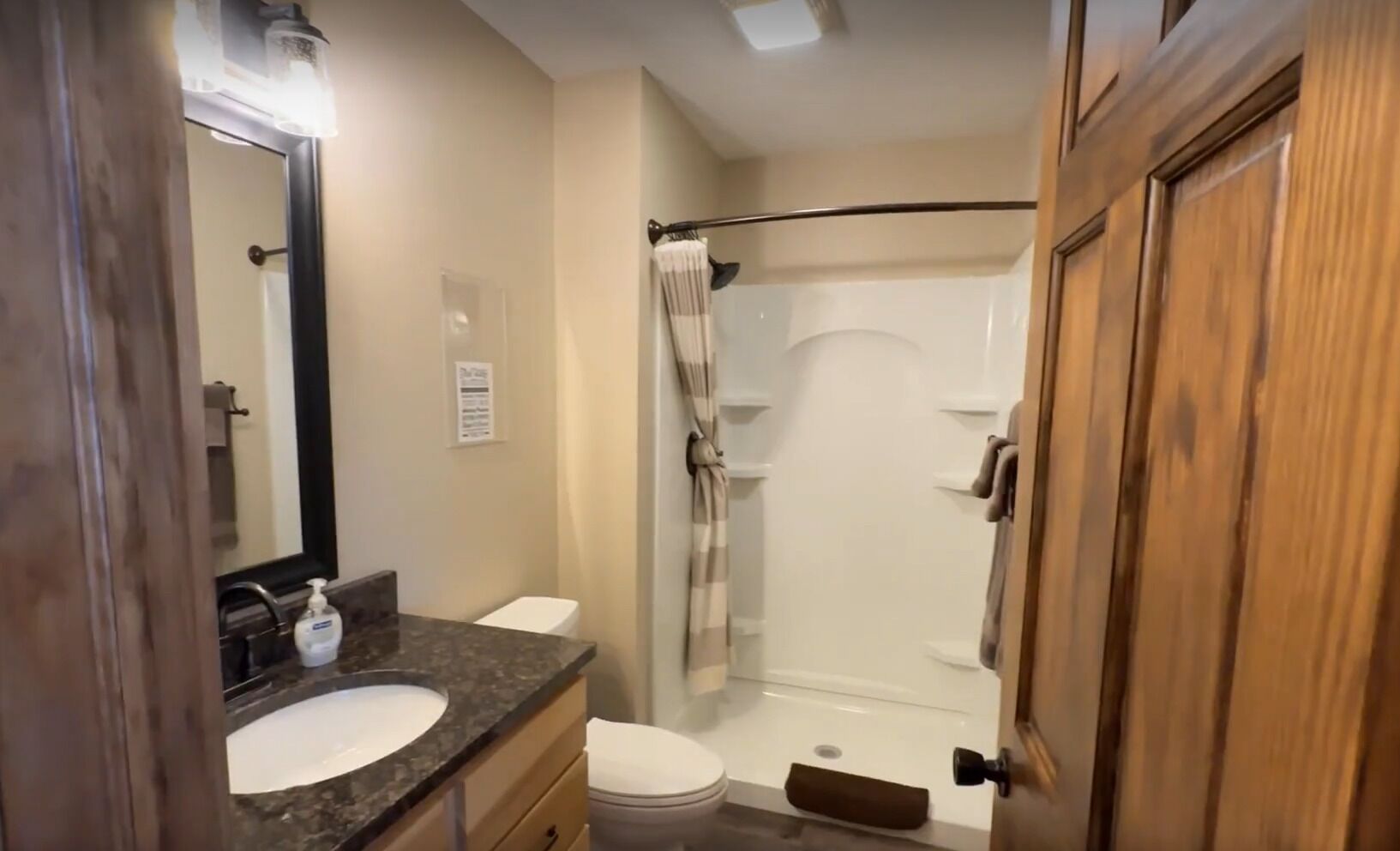 Shower, towels, toilet paper