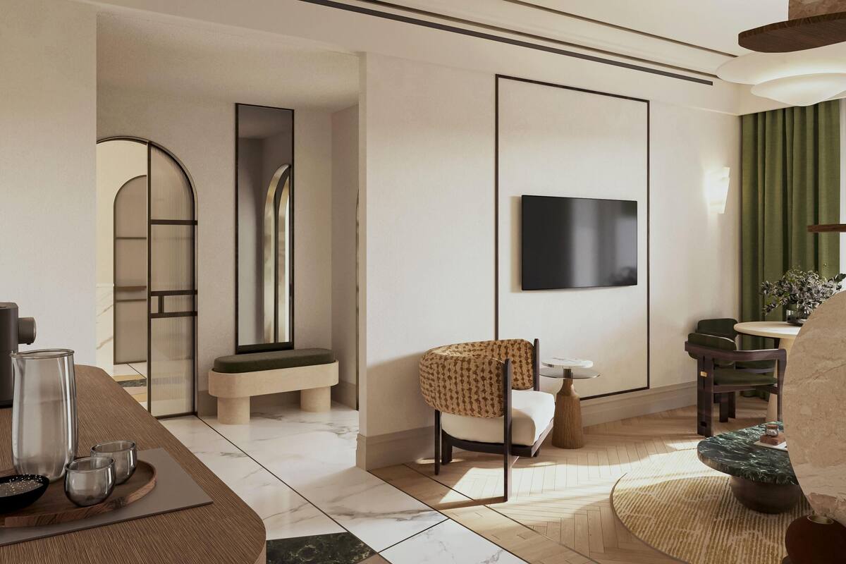 One Bedroom Villa with Private Pool Sea Front | Living area | 55-inch Smart TV with satellite channels