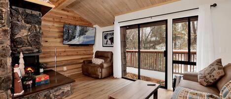 Smart TV, fireplace, video games