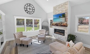 Televisión, chimenea