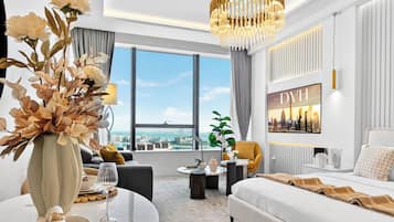 奢华开间, 海洋景观 | 客房内保险箱、遮光窗帘、熨斗/熨衣板、免费 WiFi