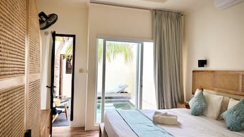 Villa, 1 très grand lit, piscine privée, vue piscine | Coffres-forts dans les chambres