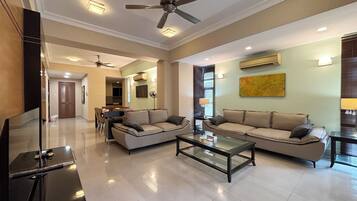 55-inch Smart TV with cable channels, Netflix, streaming services