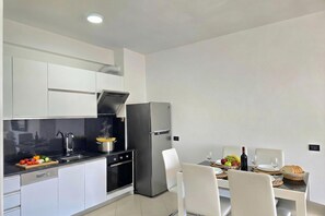 Coffee/tea maker, fridge, oven, stovetop - Brisa Del Mar Beachfront Apartment 116, Durres, Albania (Durres)