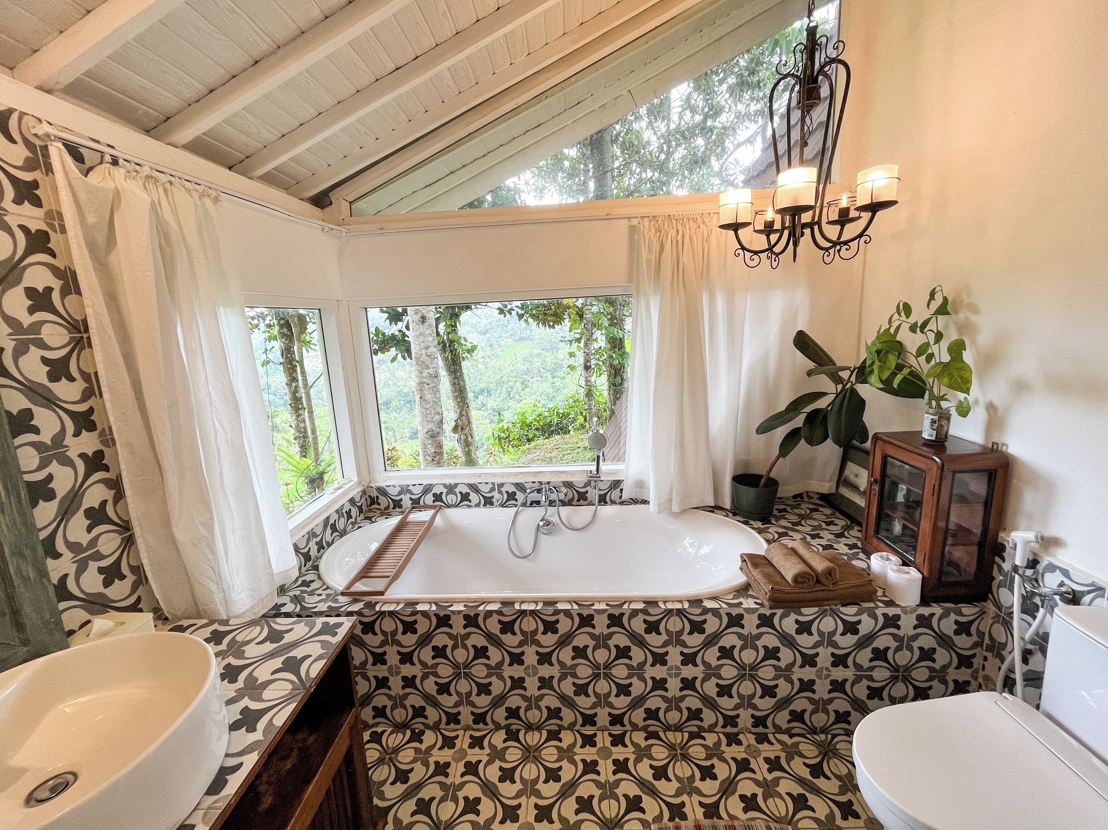 Free toiletries, hair dryer, bidet, towels