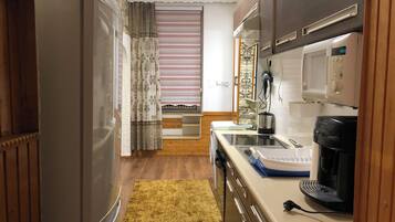 Basic Apartment | Private kitchen | Fridge, microwave, oven, stovetop