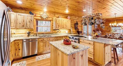 Spacious Log Home w/ 13 Acres, Ponds & Fire Pit!