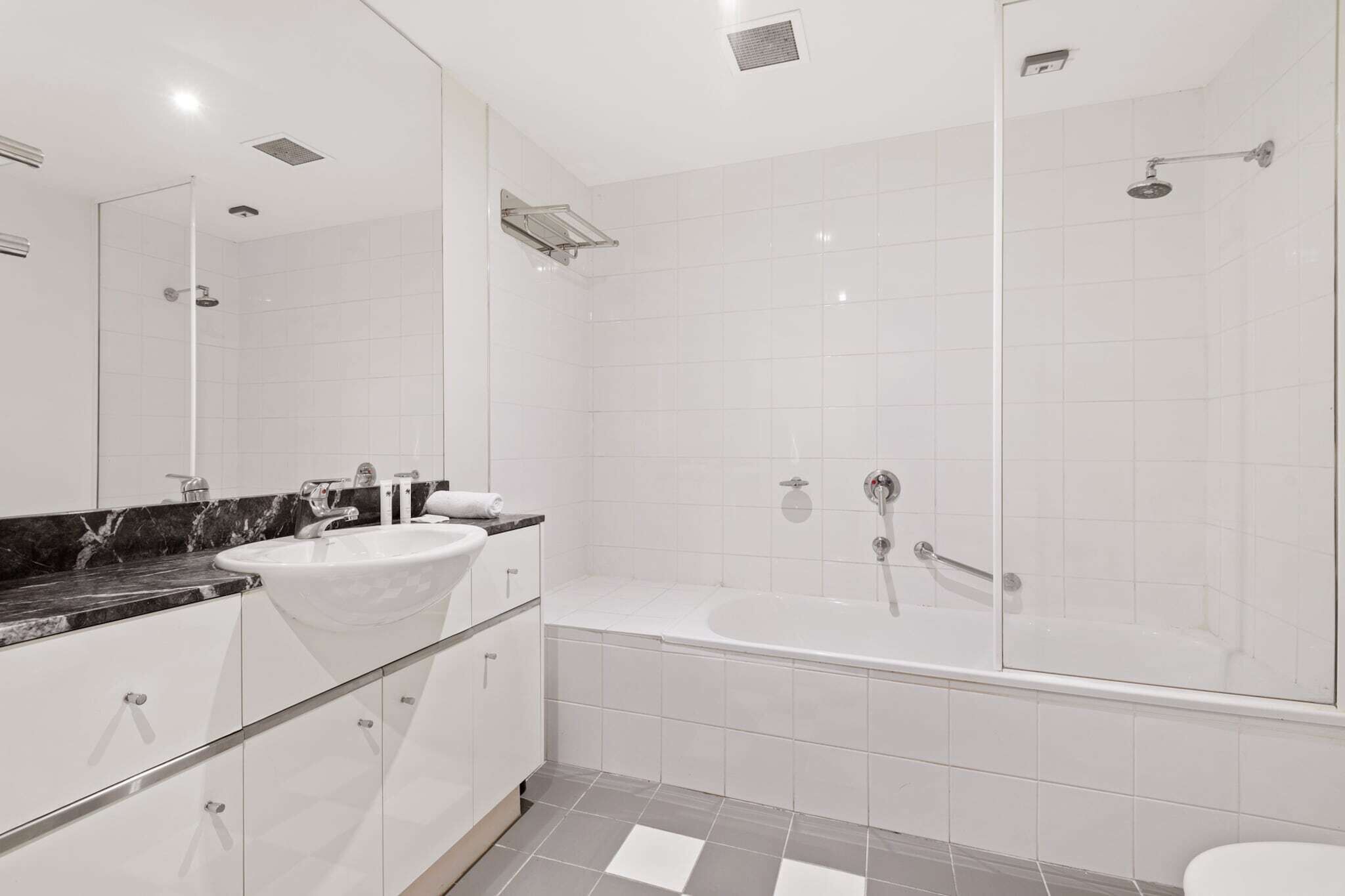 Hair dryer, towels