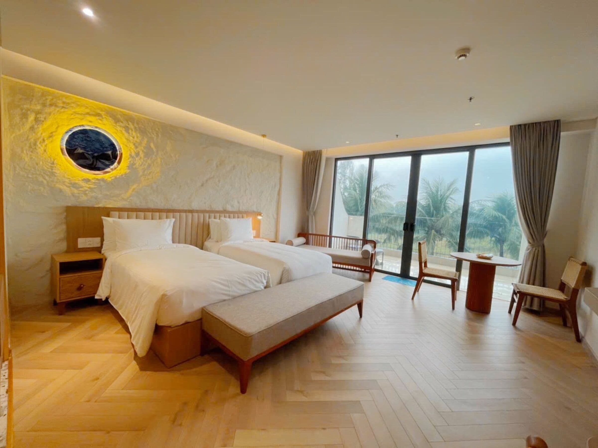 Luxury Studio Suite, 2 Double Beds, Ocean View | Egyptian cotton sheets, premium bedding, down duvets, memory-foam beds