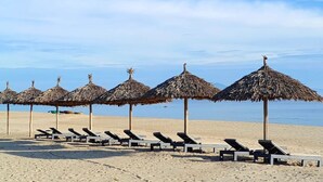 Utsikt mot strand/hav