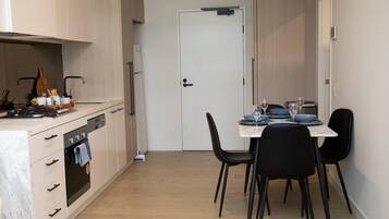 Fridge, microwave, dishwasher, toaster