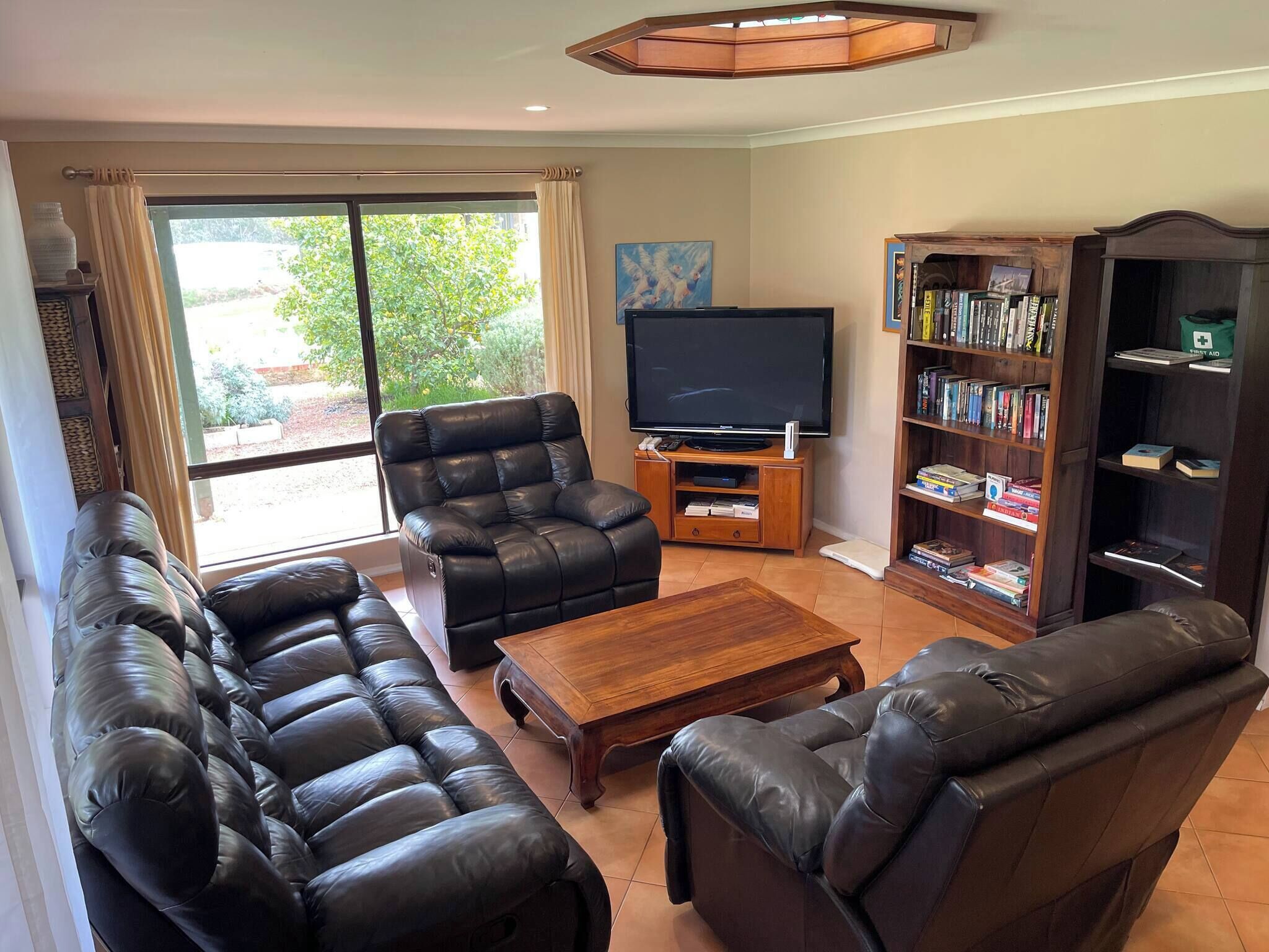 Télévision, cheminée, jeux vidéo, livres