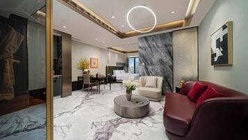 Luxury Double Room, City View | Desk, laptop workspace, blackout drapes, soundproofing