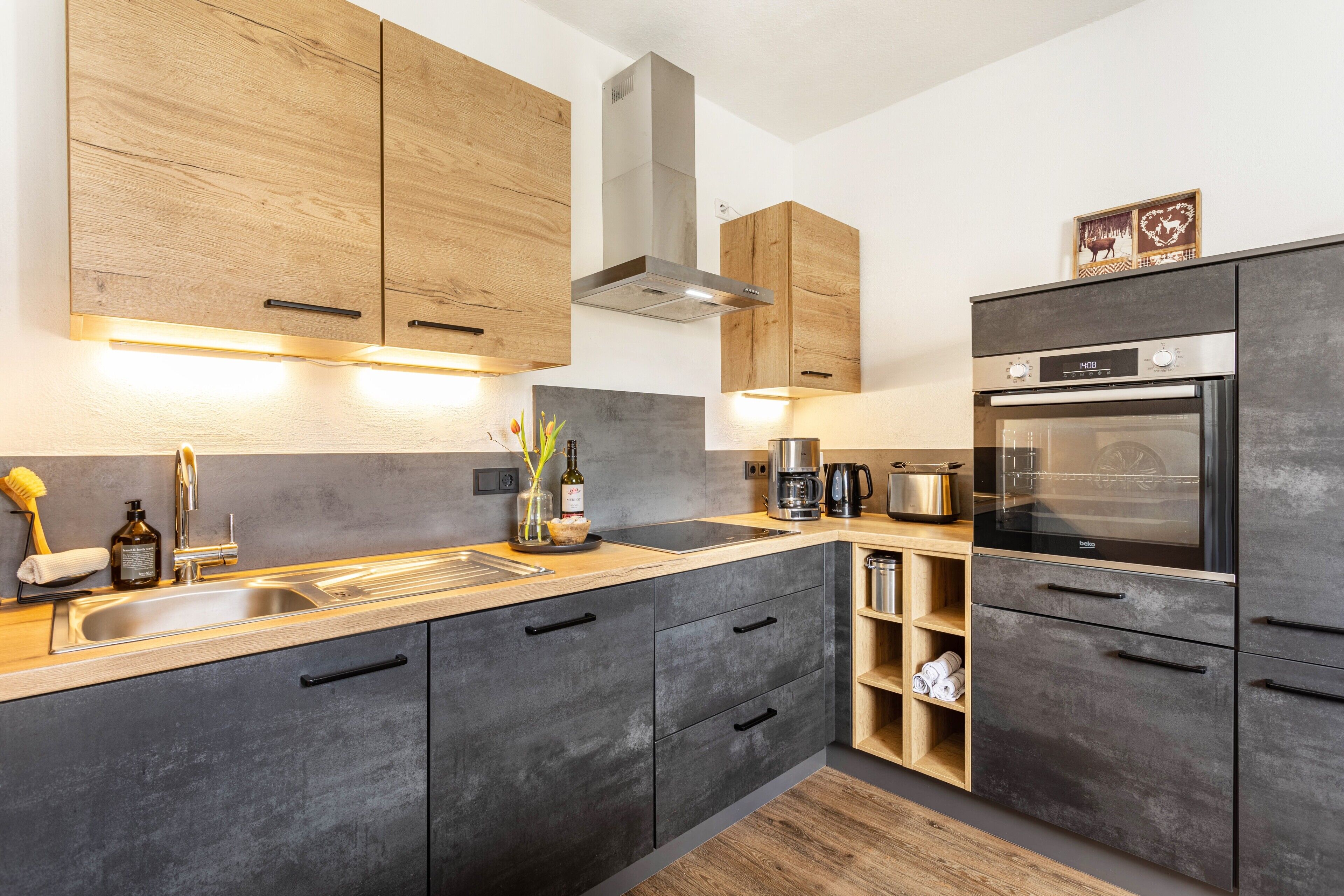 Kühlschrank, Mikrowelle, Ofen, Herdplatte