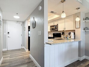 Coffee/tea maker, fridge, microwave, oven - Unwind in this beautifully designed 1BR Sandpoint condo in Daytona Shores, where each evening ends with stunning sunset views over the Intracoastal. Just steps from the beach, it’s the perfect place to relax, recharge, and enjoy coastal living. (Daytona Shores)