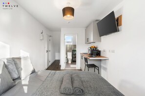 Desk, iron/ironing board, free WiFi, bed sheets - Modern Studio with En-Suite & Kitchenette 8 - Brixton (London)