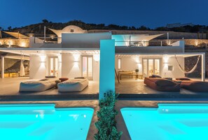 Outdoor pool, a heated pool - Exclusive dual-suite unit with private infinity pools at Santorini Heights (Pirgos Kallistis)