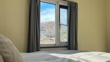 Blackout curtains, iron/ironing board