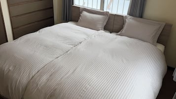 Blackout drapes, iron/ironing board