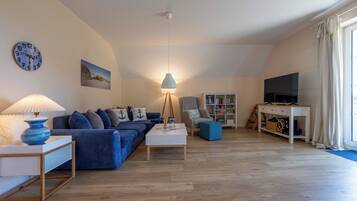 Fernseher, DVD-Player, Bücher, Stereoanlage