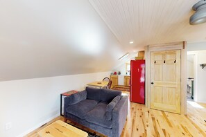 TV, fireplace, DVD player, books