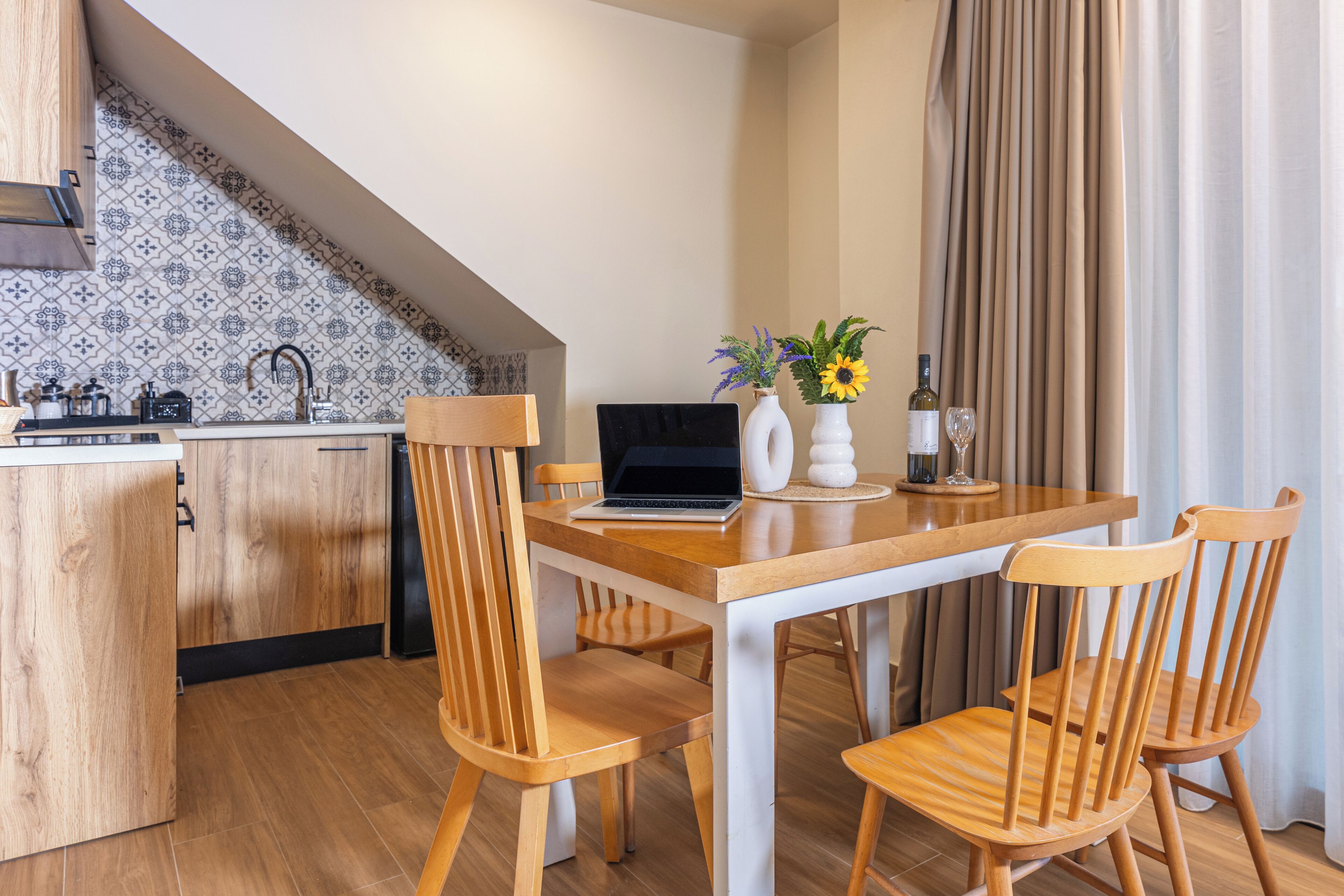 Basic Quadruple Room, Housekeeping, Pool View | Private kitchen