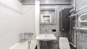 Comfort appartement, uitzicht op stad | Badkamer | Een haardroger, handdoeken, zeep, toiletpapier