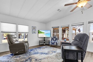 TV - Waterfront 2BR/2BA Retreat with Pool, Outdoor Bar & Boat Lift – St. James City, FL (Saint James City)