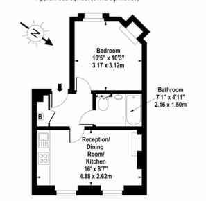 Floor plan - Bright 1-Bed Fitzrovia Flat · Goodge St · Sleeps 3 (Greater London)