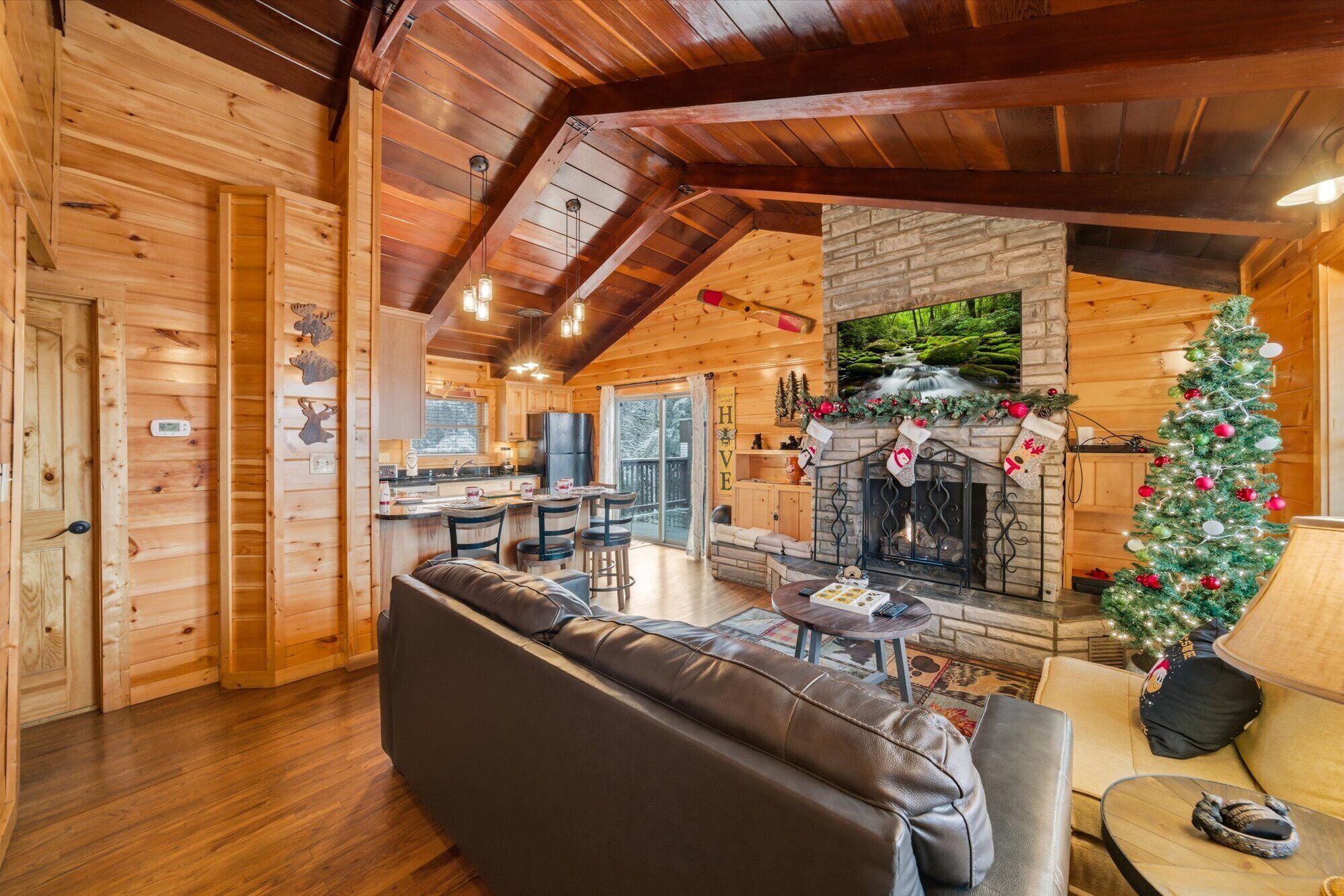 Una televisión, una chimenea