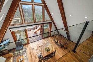 Interior - 2BD A-Frame + Mtn Views + Whiskey Barrel–Shaped HT (Gatlinburg)