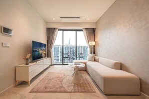 Elnöki lakosztály, 2 hálószobával, club lounge-belépés, kilátással a folyóra | Prémium ágynemű, pehelypaplan és Select Comfort-matrac
