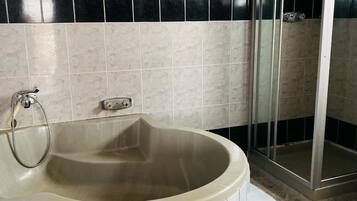 Douche, serviettes fournies, savon, papier toilette