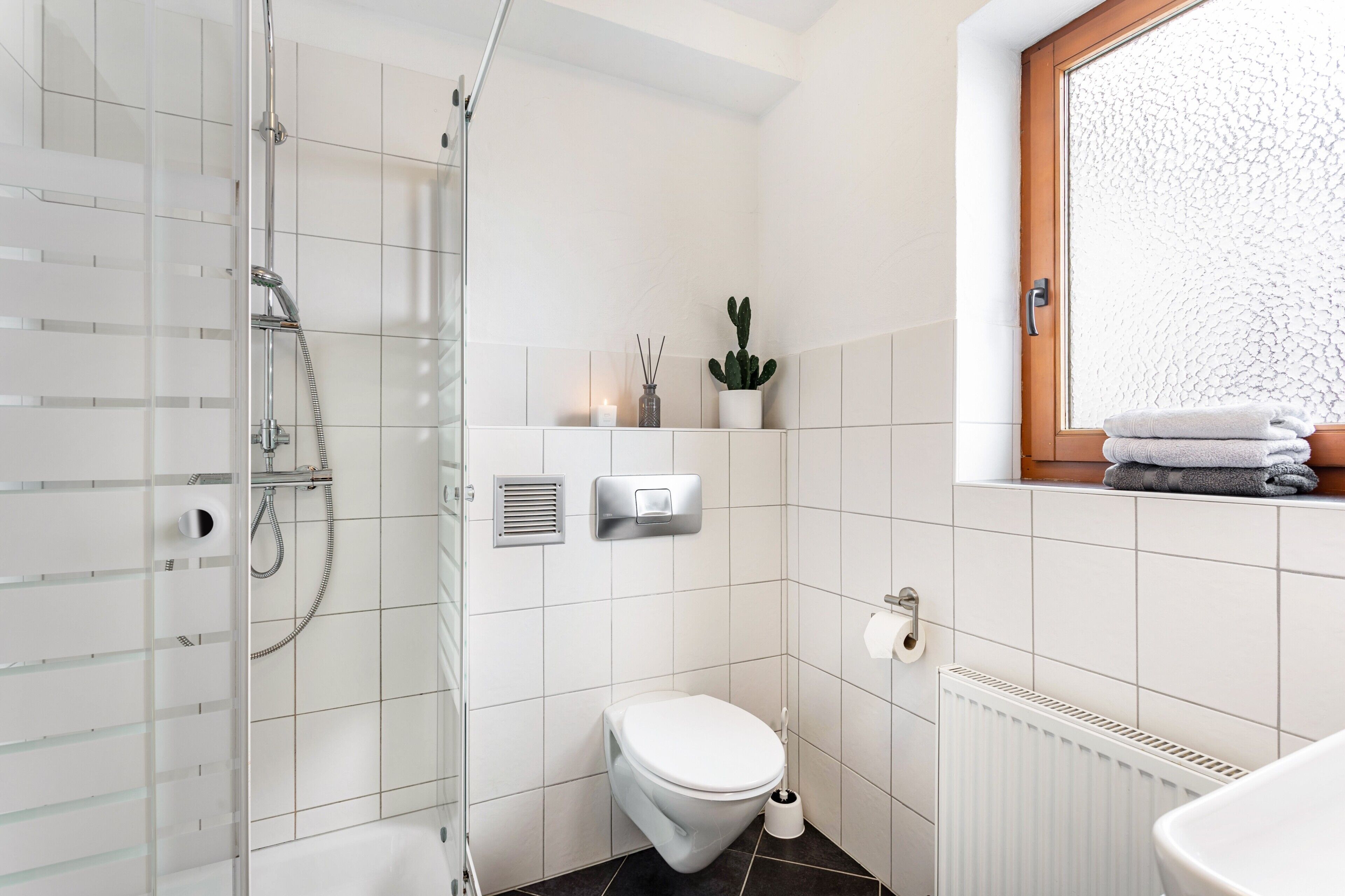 Dusche, Haartrockner, Handtücher