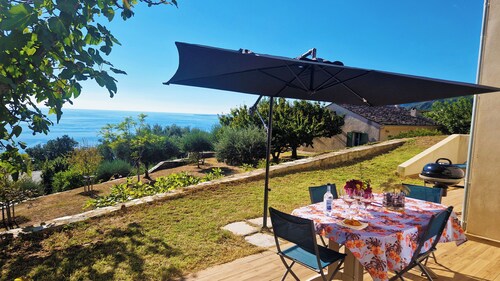 Magnifique rez-de-villa avec terrasse et jardin vue mer au cœur du CAP CORSE
