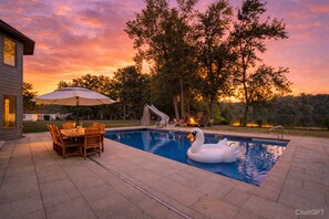 Outdoor pool, a heated pool - Heated Seasonal Pool + Hot Tub Grand Lake Getaway With Boat Dock Near Bike Path (Celina)
