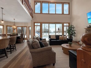 TV, fireplace - Heated Seasonal Pool + Hot Tub Grand Lake Getaway With Boat Dock Near Bike Path (Celina)