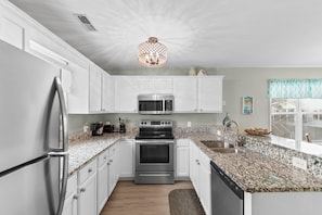 Fridge, microwave, oven, stovetop - Ocean View Beach House w/ Pool Access & Beach Walkway (Surfside Beach)