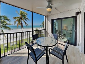 Outdoor dining - Seaside 209 | Coastal Comfort Steps from the Beach! Resort Pool + Family Fun (Fort Myers Beach)