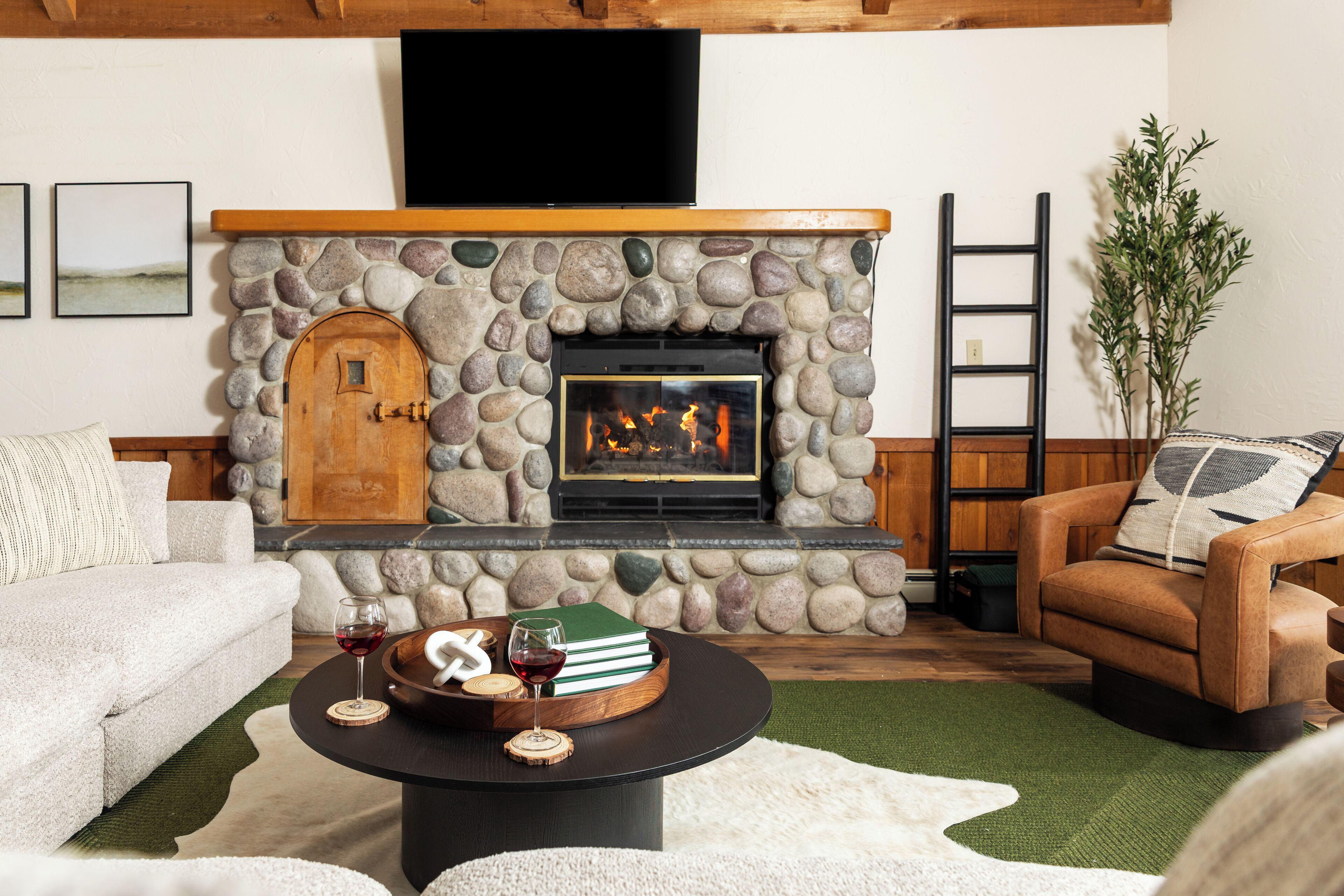 Smart TV, fireplace, video games, table football