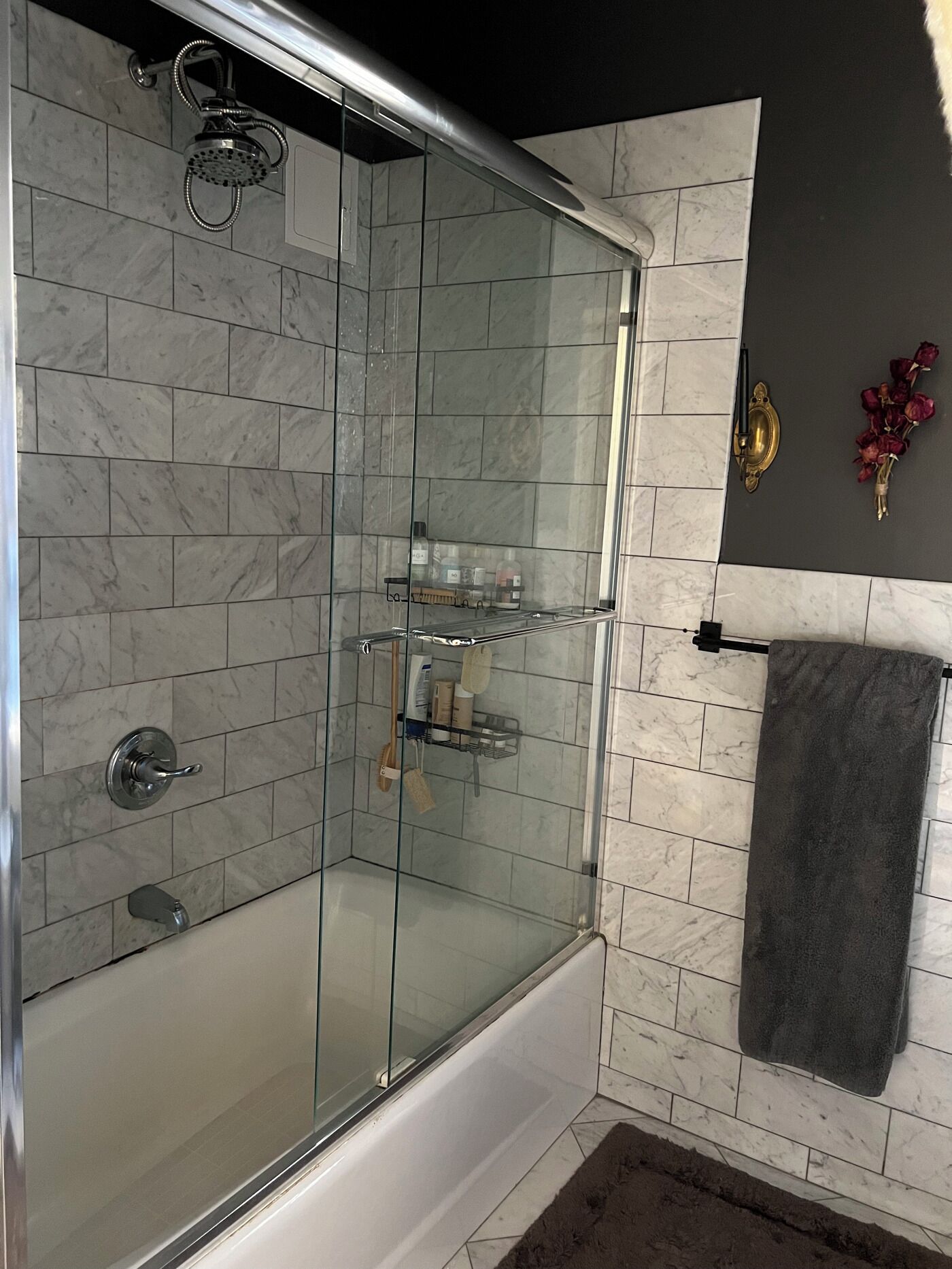 Hair dryer, bidet, towels, soap