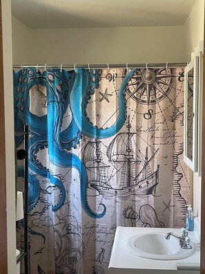 Hair dryer, bidet, towels, soap