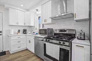 Fridge, microwave, oven, stovetop - Modern 3BR Retreat w Backyard BBQ (Madison Heights)