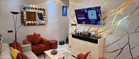 Appartement Premium, 6 chambres, balcon, vue ville | Coin séjour