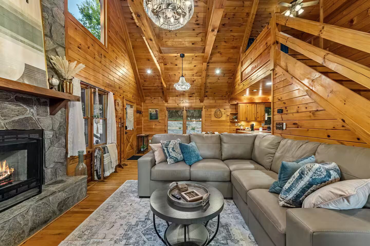 Smart TV, fireplace, DVD player, foosball