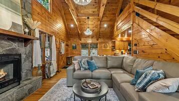 Smart TV, fireplace, DVD player, foosball