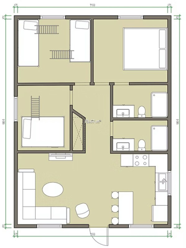 Floor plan - Two Bedroom, 2 Bath Luxury Cabin (Attica)